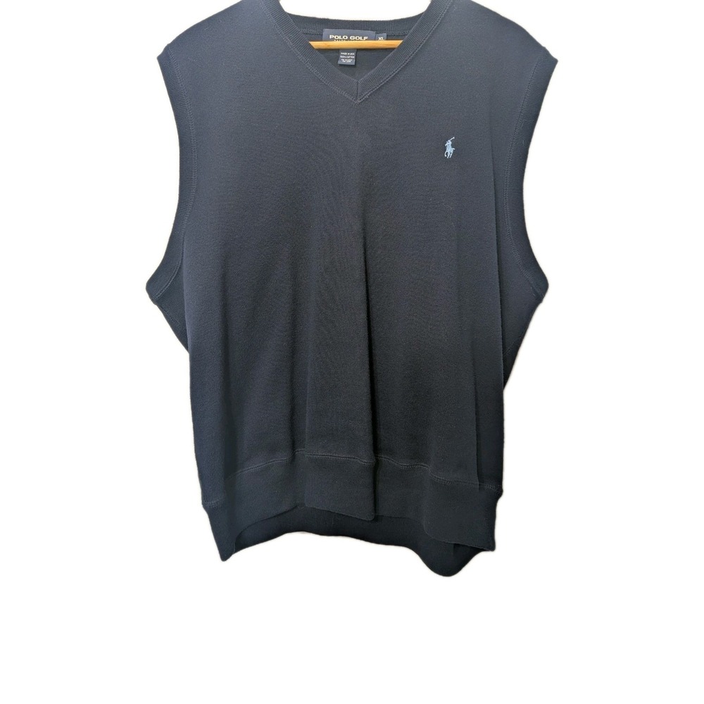Vintage Polo Golf Ralph Lauren Sweater Vest Men XXL Navy Cotton USA